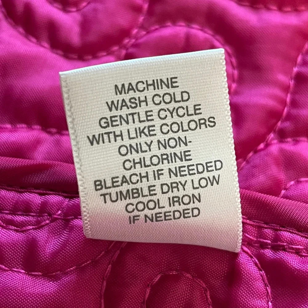 Christopher & Banks Quilted Vest‎ Magenta Snap Front Collared Pocket Women's M